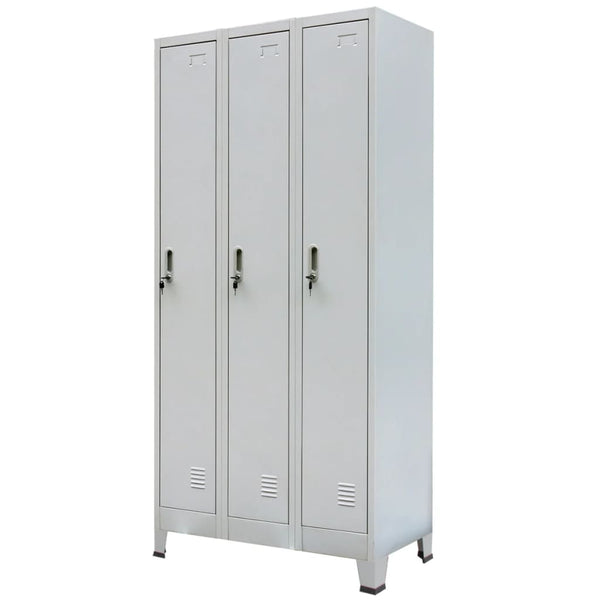  Locker Cabinet with 3 Compartments Steel (Grey)