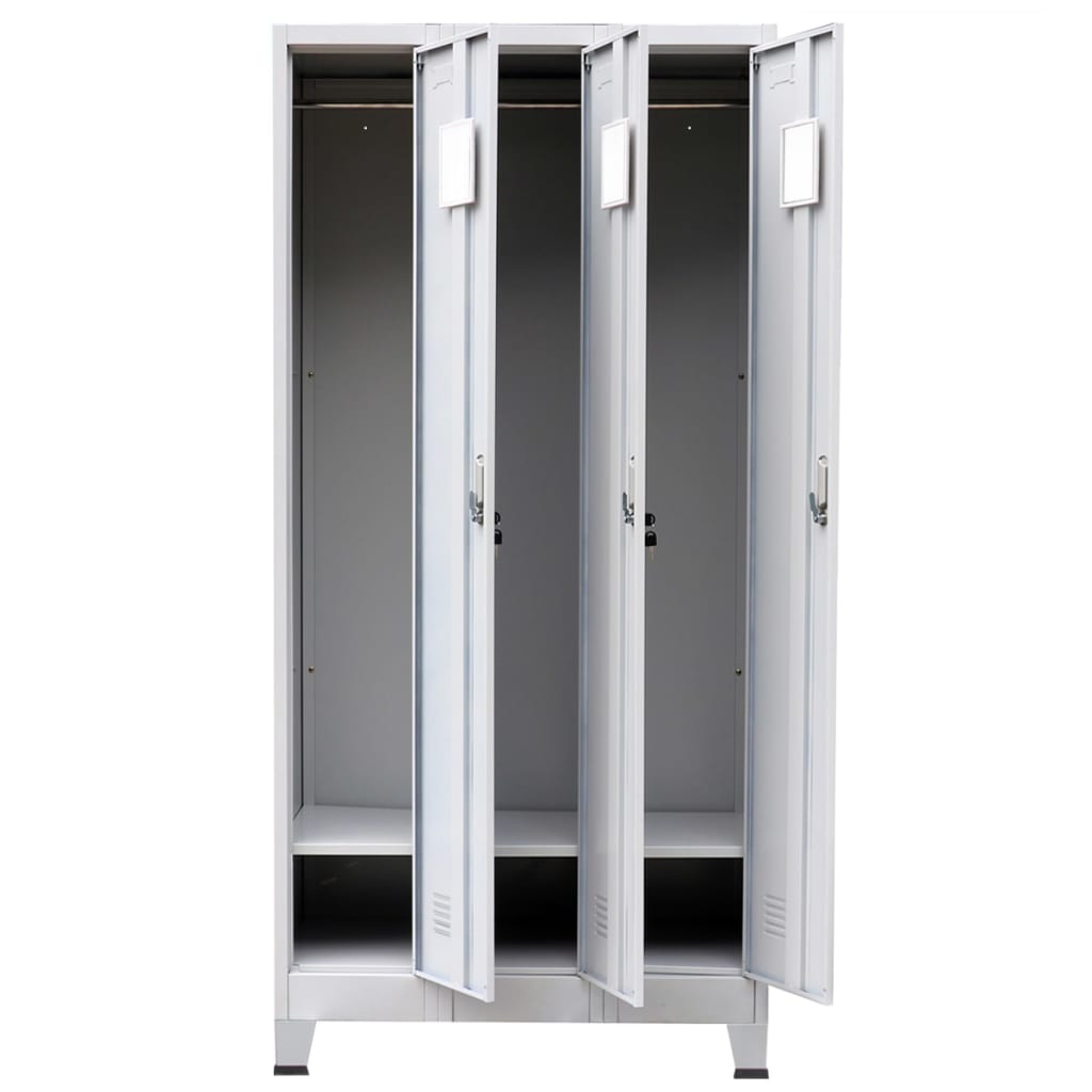 Locker Cabinet with 3 Compartments Steel 90x45x180 cm Grey