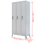 Locker Cabinet with 3 Compartments Steel (Grey)