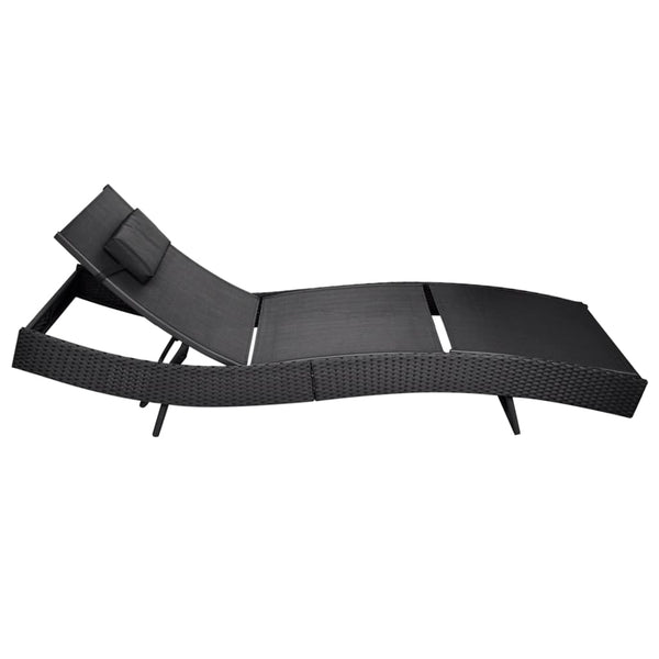  Sun Lounger Poly Rattan Black