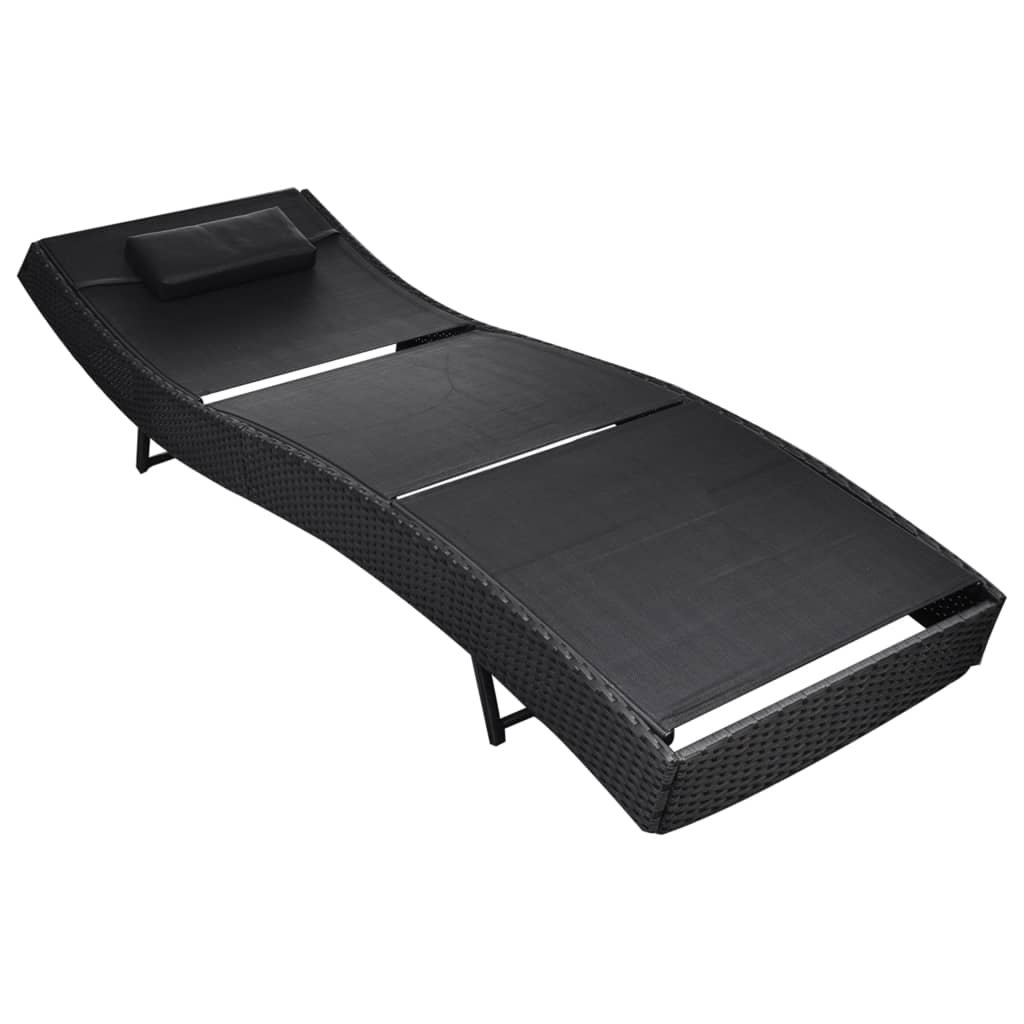 Sun Lounger Poly Rattan Black