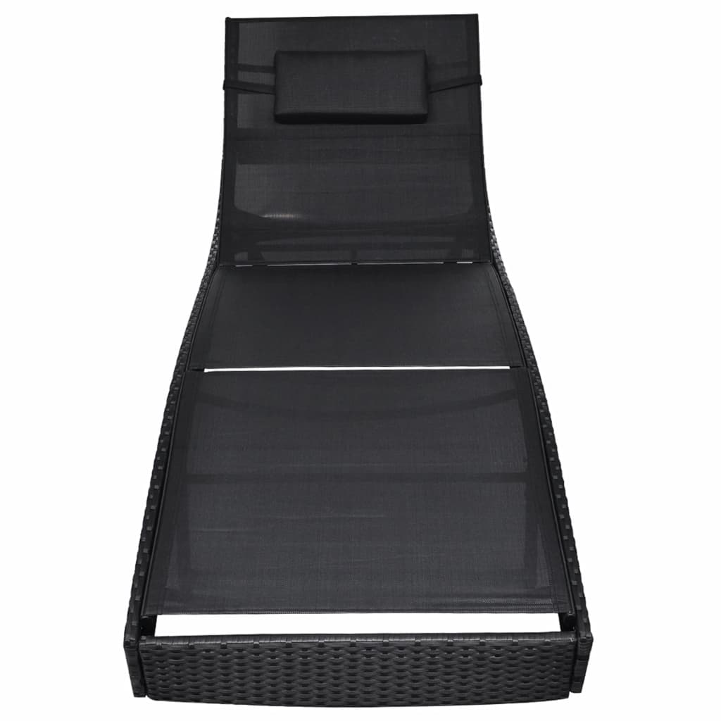 Sun Lounger Poly Rattan Black