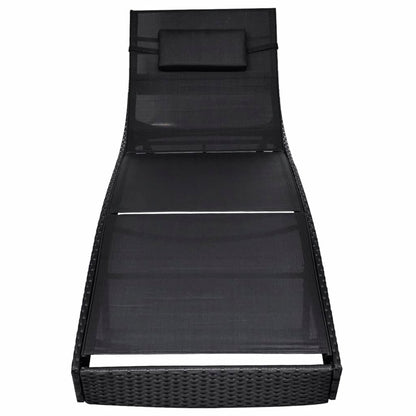 Sun Lounger Poly Rattan Black
