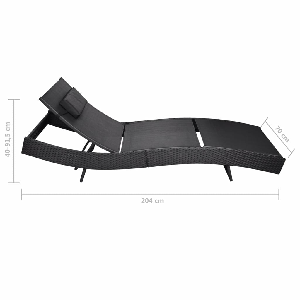 Sun Lounger Poly Rattan Black