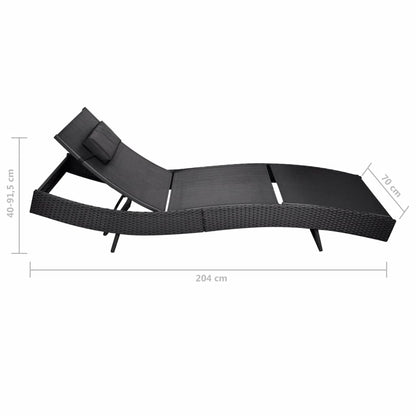 Sun Lounger Poly Rattan Black