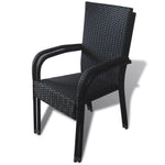 Garden Chairs 2 pcs Poly Rattan Black