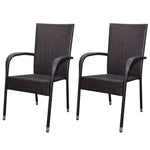 Garden Chairs 2 pcs Poly Rattan Brown