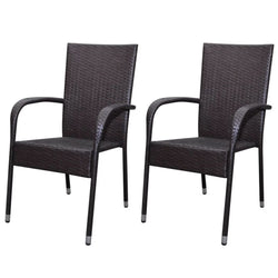 Garden Chairs 2 pcs Poly Rattan Brown