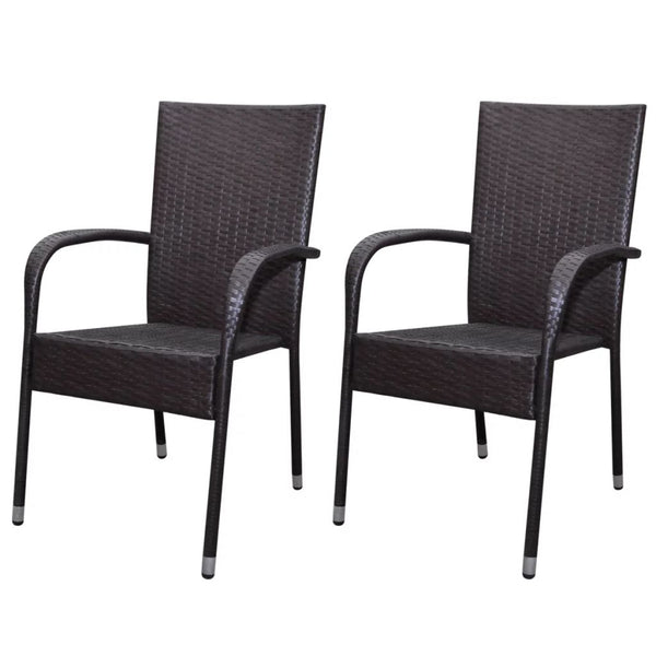  Garden Chairs 2 pcs Poly Rattan Brown