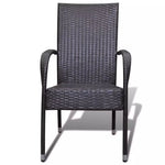 Garden Chairs 2 pcs Poly Rattan Brown