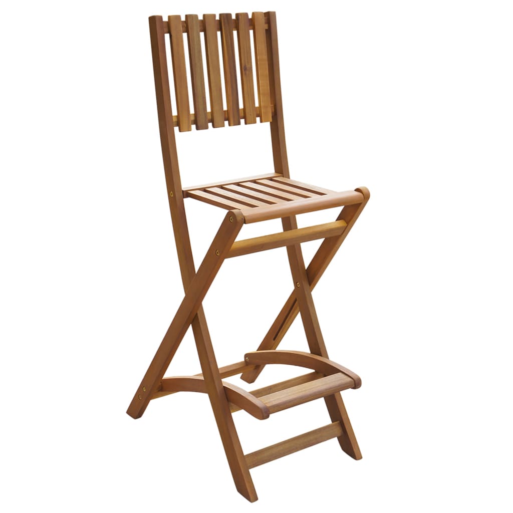 Folding Outdoor Bar Stools 2 pcs Solid Acacia Wood