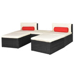 5 Piece Garden Lounge Set with Cushions Poly Rattan Black