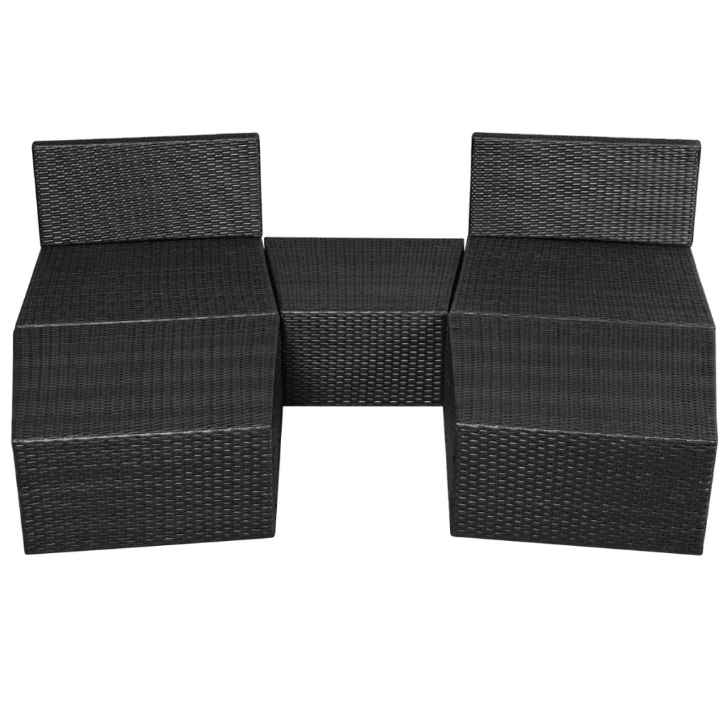 5 Piece Garden Lounge Set with Cushions Poly Rattan Black