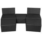 5 Piece Garden Lounge Set with Cushions Poly Rattan Black