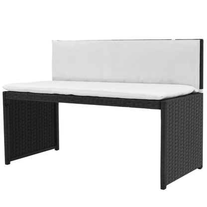 5 Piece Outdoor Dining Set Steel Poly Rattan Black
