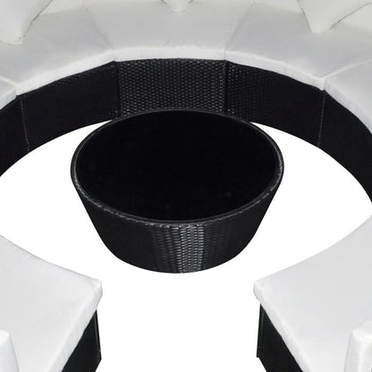 10 Piece Garden Lounge Set with Cushions Poly Rattan Black