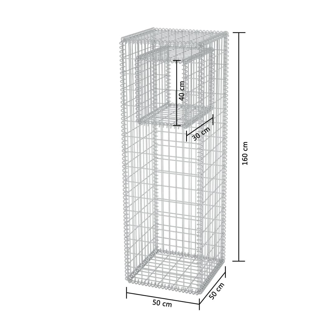Gabion Basket Post/Planter Steel 50x50x160 cm