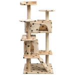 Cat Tree with Sisal Scratching Posts 125 cm Paw Prints Beige