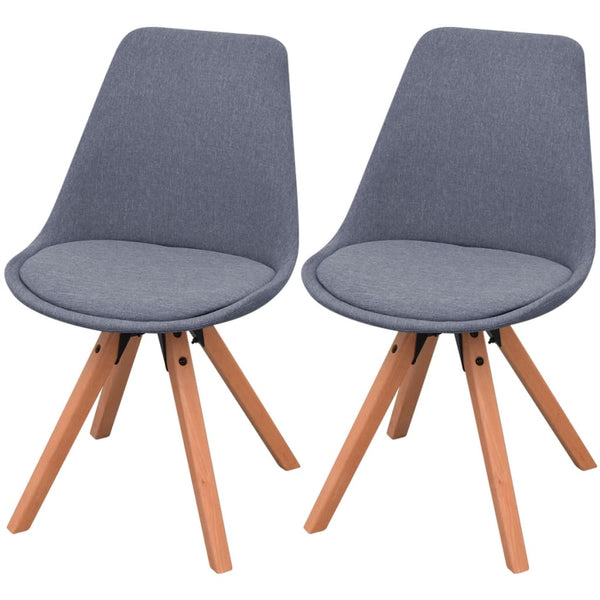  Dining Chairs 2 pcs Light Grey Fabric