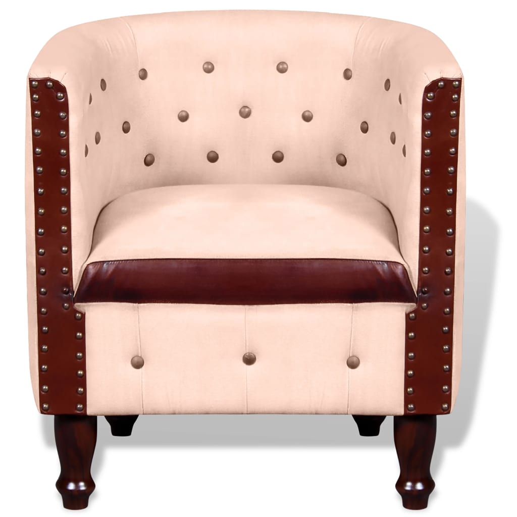 Leather Tub Chair Beige