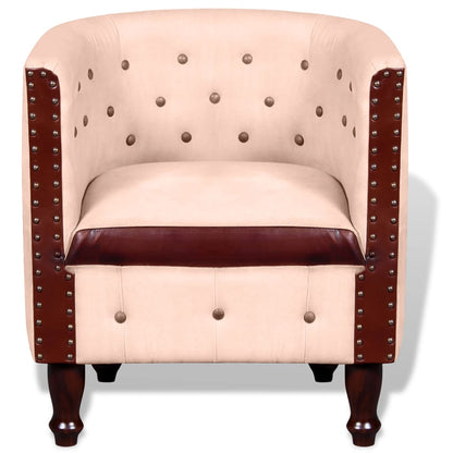 Leather Tub Chair Beige