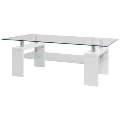 High-Gloss Coffee Table with Lower Shelf 110x60x40 cm White