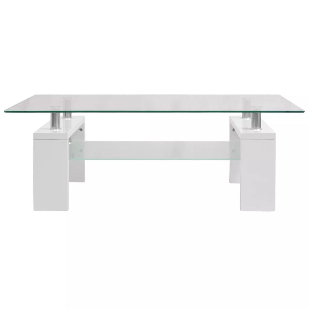 High-Gloss Coffee Table with Lower Shelf 110x60x40 cm White