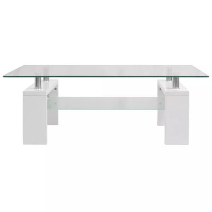 High-Gloss Coffee Table with Lower Shelf 110x60x40 cm White