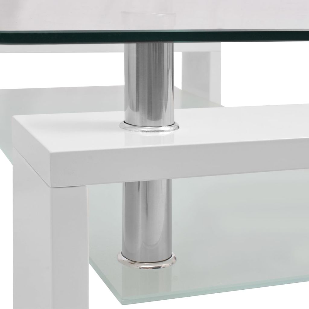 High-Gloss Coffee Table with Lower Shelf 110x60x40 cm White