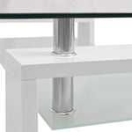 High-Gloss Coffee Table with Lower Shelf White