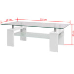 High-Gloss Coffee Table with Lower Shelf White