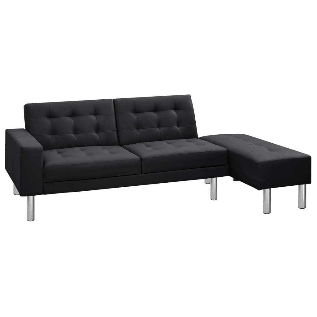 Sofa Bed Artificial Leather Black