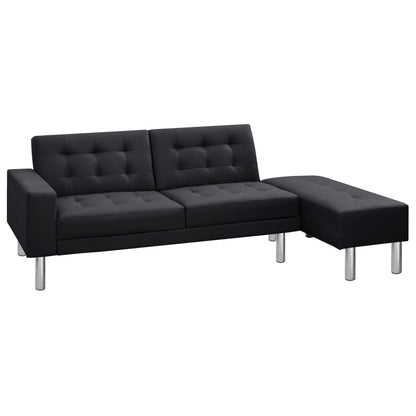 Sofa Bed Artificial Leather Black