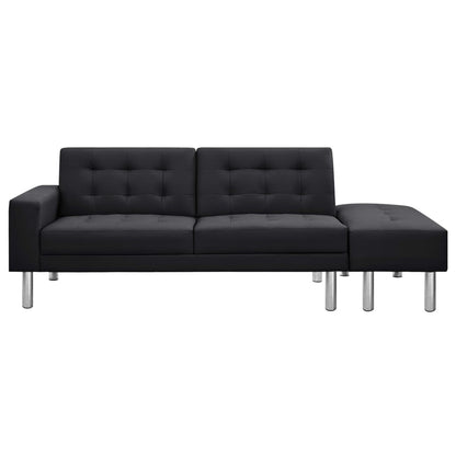 Sofa Bed Artificial Leather Black