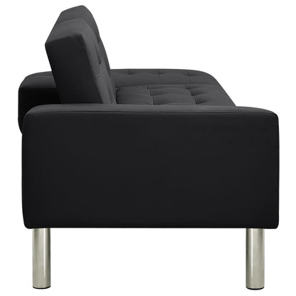 Sofa Bed Artificial Leather Black