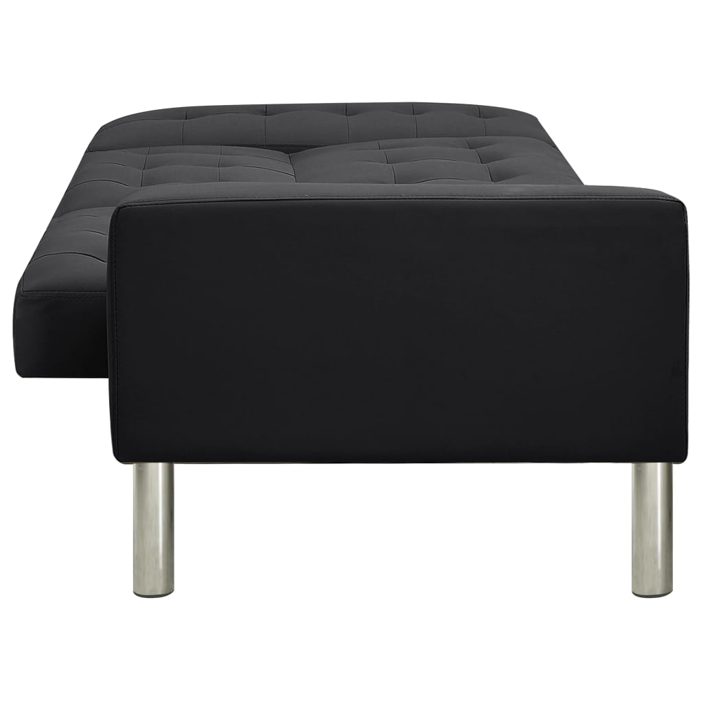 Sofa Bed Artificial Leather Black
