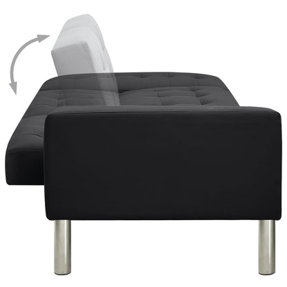 Sofa Bed Artificial Leather Black