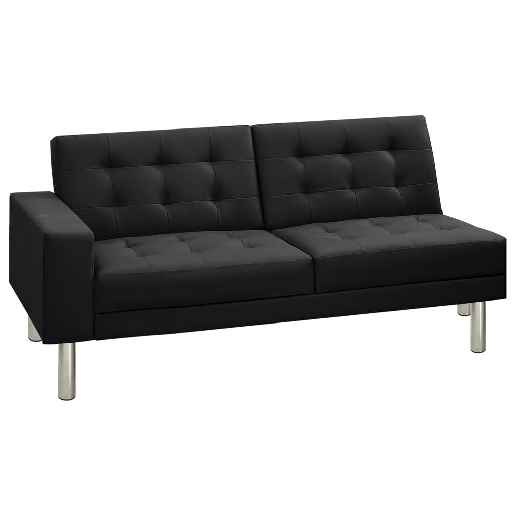Sofa Bed Artificial Leather Black