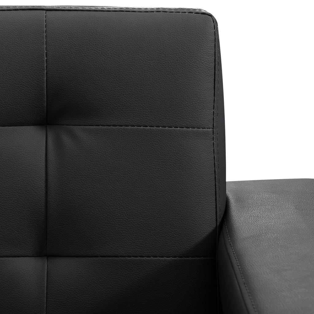 Sofa Bed Artificial Leather Black