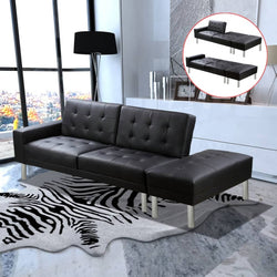 Sofa Bed Artificial Leather Black