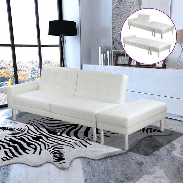  Sofa Bed Artificial Leather White