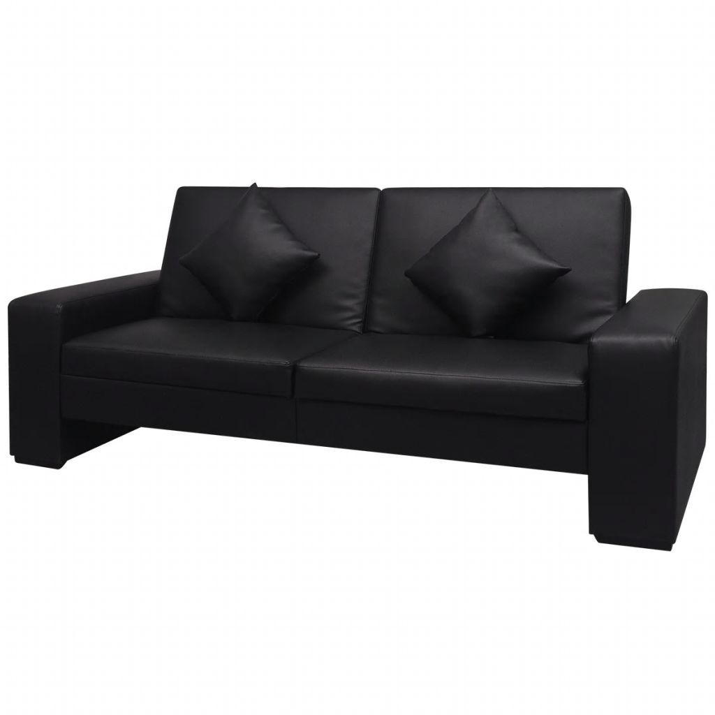 Sofa Bed Black Artificial Leather