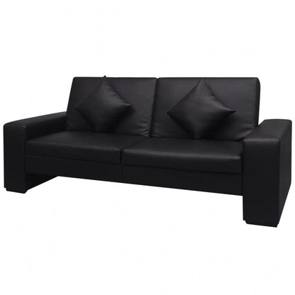 Sofa Bed Black Artificial Leather