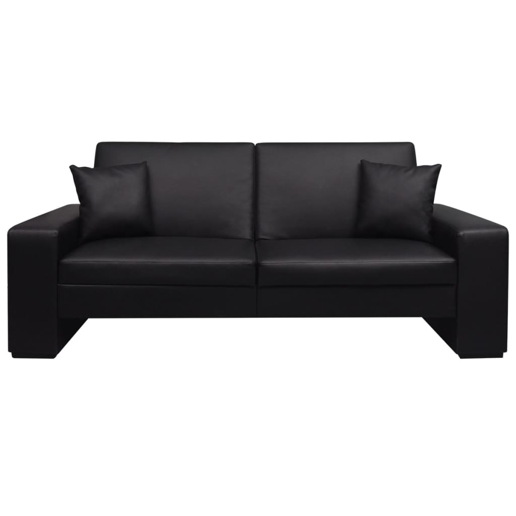 Sofa Bed Black Artificial Leather