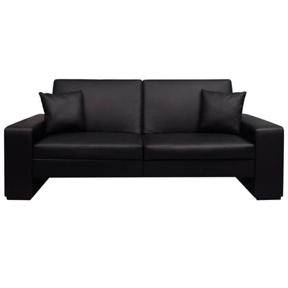 Sofa Bed Black Artificial Leather