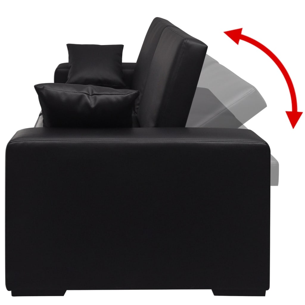 Sofa Bed Black Artificial Leather