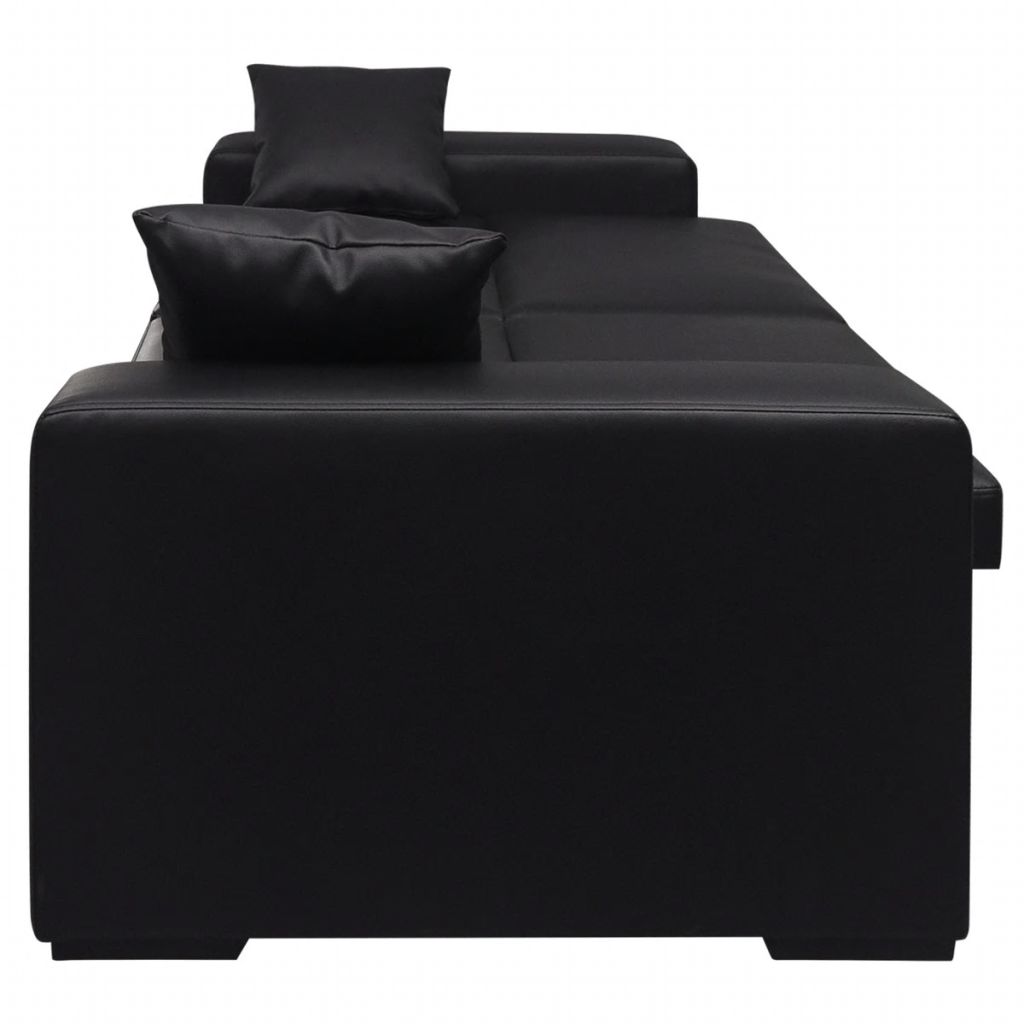 Sofa Bed Black Artificial Leather