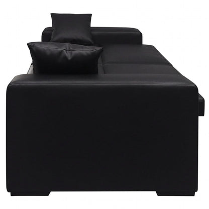 Sofa Bed Black Artificial Leather