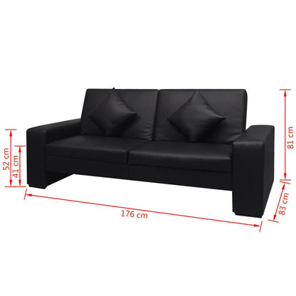Sofa Bed Black Artificial Leather