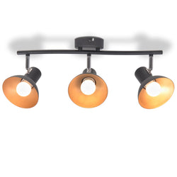 Ceiling Lamp for 3 Bulbs E27 Black and Gold
